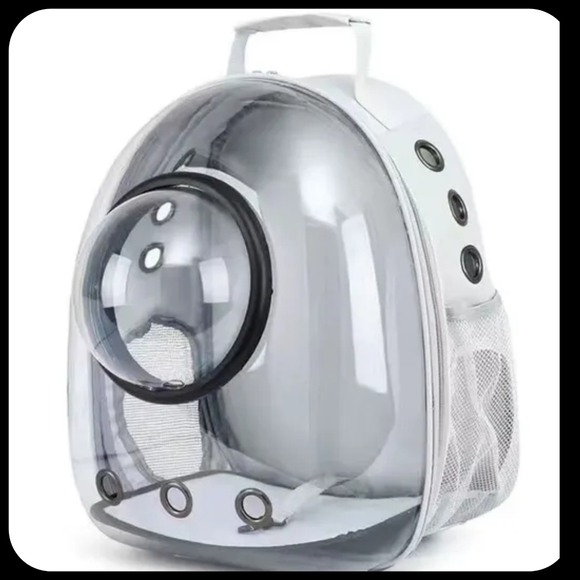 Backpack pet carrier space capsule bubble design durable w side pockets grey new - Picture 7 of 10